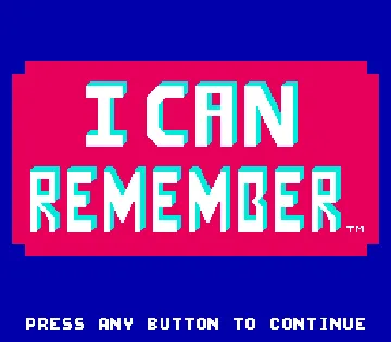 Fisher-Price - I Can Remember (USA) screen shot title